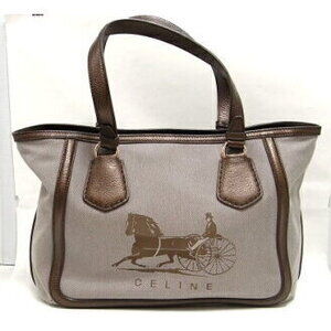 Celine Vertical Cabas bag canvas tan calfskin leather shoulder bag